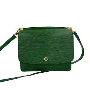 LOUIS VUITTON Vintage Green Leather Shoulder Bag